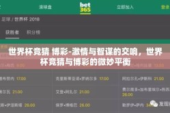 世界杯竞猜 博彩-激情与智谋的交响，世界杯竞猜与博彩的微妙平衡