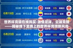 世界杯竞猜在线购买-激情足球，云端竞猜——揭秘线下至线上的世界杯竞技新风尚