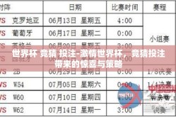 世界杯 竞猜 投注-激情世界杯，竞猜投注带来的惊喜与策略