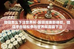 微信怎么下注世界杯-解锁观赛新体验，微信平台轻松参与世界杯竞猜下注