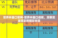 世界杯盘口官网-世界杯盘口透视，洞察足球竞彩的精彩纷呈