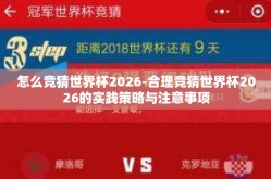 怎么竞猜世界杯2026-合理竞猜世界杯2026的实践策略与注意事项