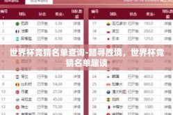世界杯竞猜名单查询-踏寻胜境，世界杯竞猜名单趣谈