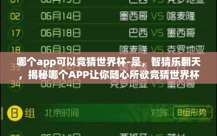哪个app可以竞猜世界杯-是，智猜乐翻天，揭秘哪个APP让你随心所欲竞猜世界杯