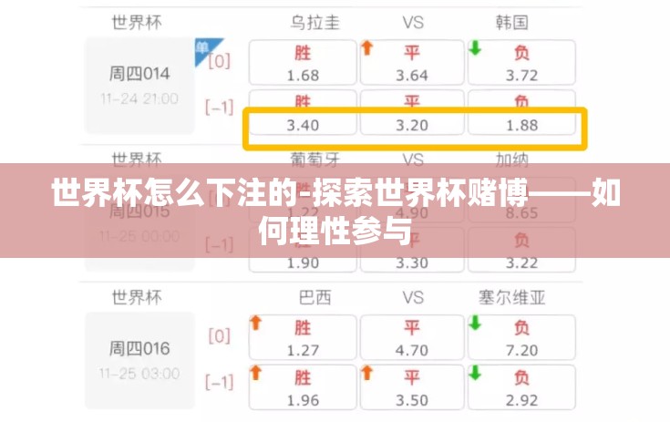 世界杯怎么下注的-探索世界杯赌博——如何理性参与