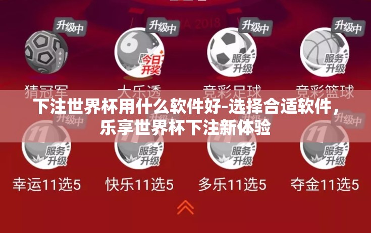 下注世界杯用什么软件好-选择合适软件，乐享世界杯下注新体验