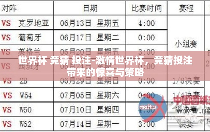世界杯 竞猜 投注-激情世界杯，竞猜投注带来的惊喜与策略