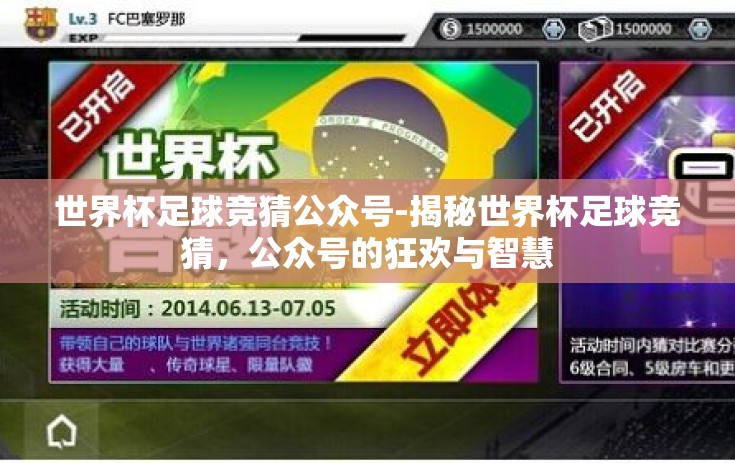 世界杯足球竞猜公众号-揭秘世界杯足球竞猜，公众号的狂欢与智慧