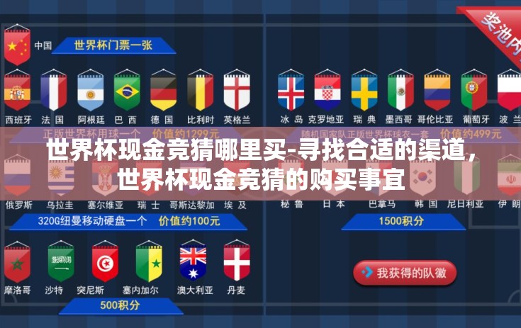 世界杯现金竞猜哪里买-寻找合适的渠道，世界杯现金竞猜的购买事宜