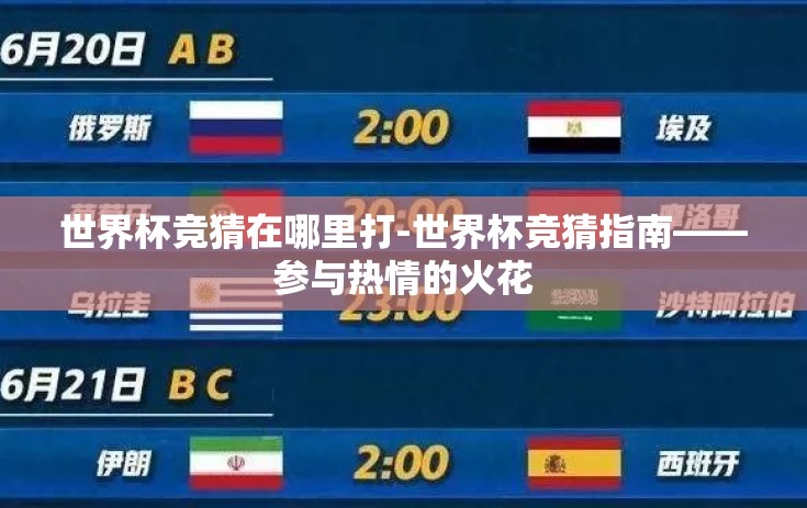 世界杯竞猜在哪里打-世界杯竞猜指南——参与热情的火花