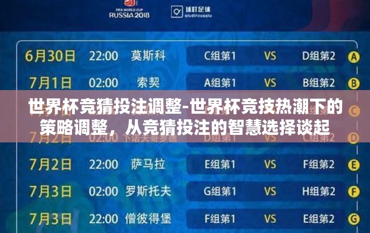 世界杯竞猜投注调整-世界杯竞技热潮下的策略调整，从竞猜投注的智慧选择谈起