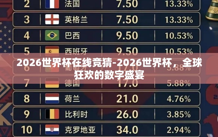 2026世界杯在线竞猜-2026世界杯，全球狂欢的数字盛宴