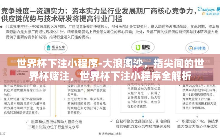 世界杯下注小程序-大浪淘沙，指尖间的世界杯赌注，世界杯下注小程序全解析