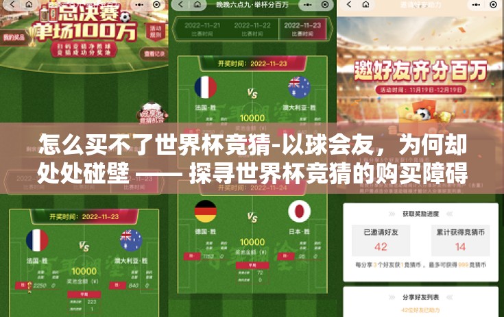 怎么买不了世界杯竞猜-以球会友，为何却处处碰壁 —— 探寻世界杯竞猜的购买障碍