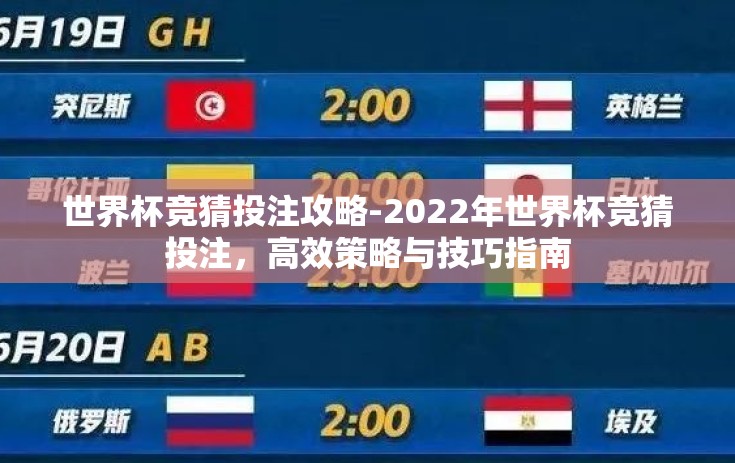 世界杯竞猜投注攻略-2022年世界杯竞猜投注,高效策略与技巧指南 世界杯竞猜投注攻略-2022年世界杯竞猜投注,高效策略与技巧指南