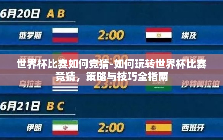 世界杯比赛如何竞猜-如何玩转世界杯比赛竞猜，策略与技巧全指南