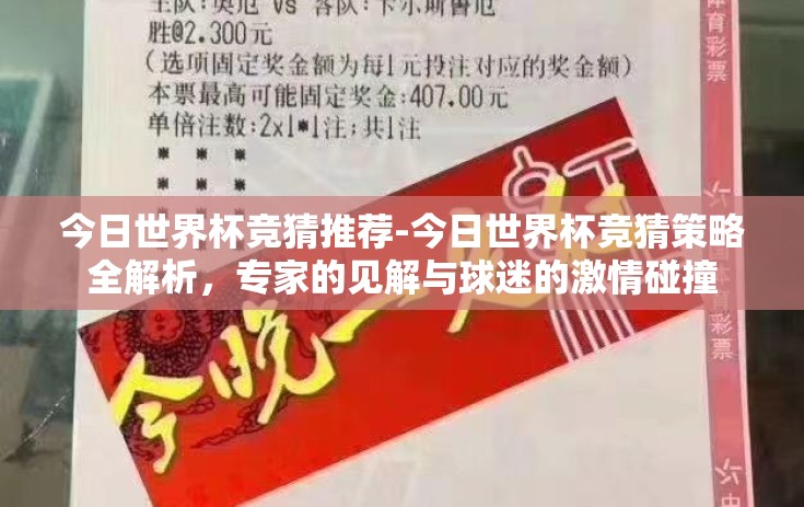 今日世界杯竞猜推荐-今日世界杯竞猜策略全解析，专家的见解与球迷的激情碰撞